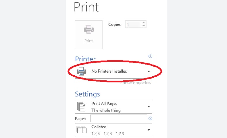 Loi No Printers Installed Lỗi No Printers Installed