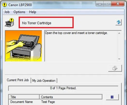 No Toner Cartridge No Toner Cartridge