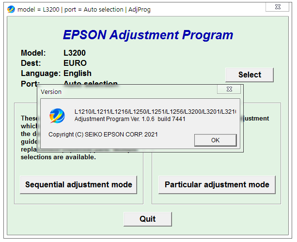 Adjprog Epson Epson L3210, 3211, 3216, 3250, 3251, 3256, 5290, 5296