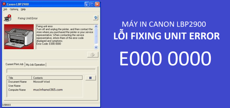 Canon 2900 Loi Fixing Unit Error Canon 2900 Lỗi Fixing Unit Error