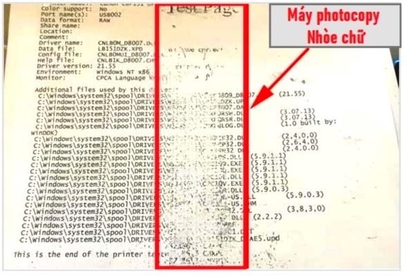 Máy Photocopy Bị Bong Chữ